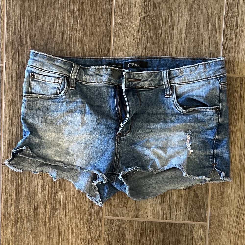 STS Blue Distressed Jean Shorts in Classic Blue